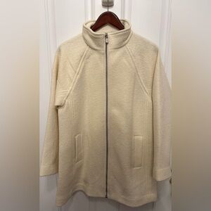 NWT J Crew Italian Boiled Wool Ivory Cream Zip Front Coat Jacket